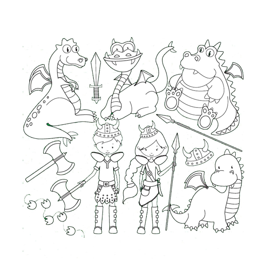 Dragon Defender Clear Stamp Set, Fantasy Stamps for Cards