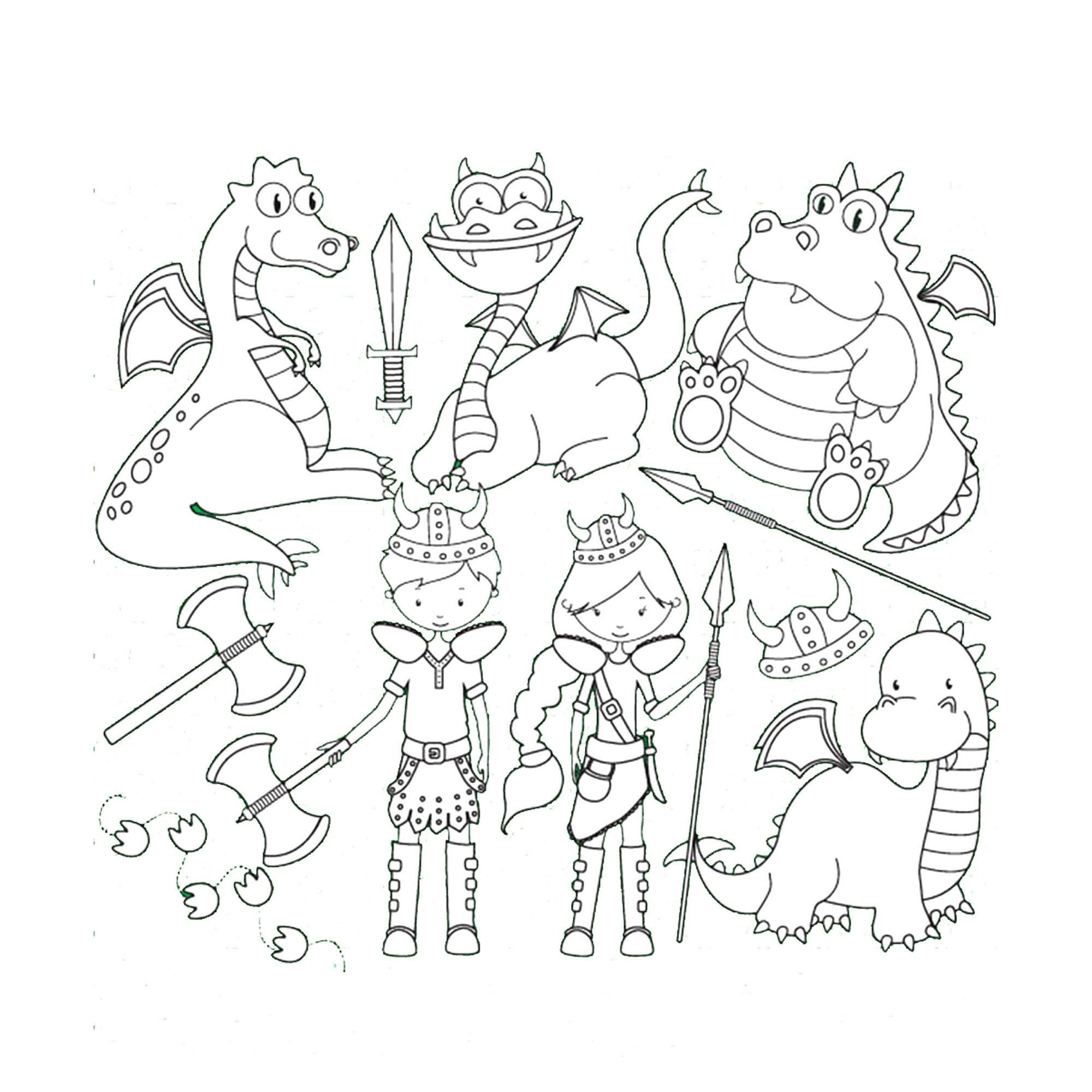Dragon Defender Clear Stamp Set, Fantasy Stamps for Cards