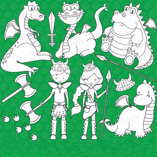Dragon Defender Clear Stamp Set, Fantasy Stamps for Cards