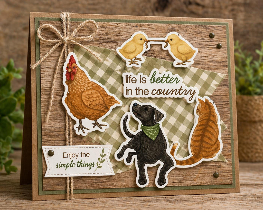 Farm Animal Clear Stamp Set | Chicken Rooster Chick Dog Country Life Stamp | Card Making
