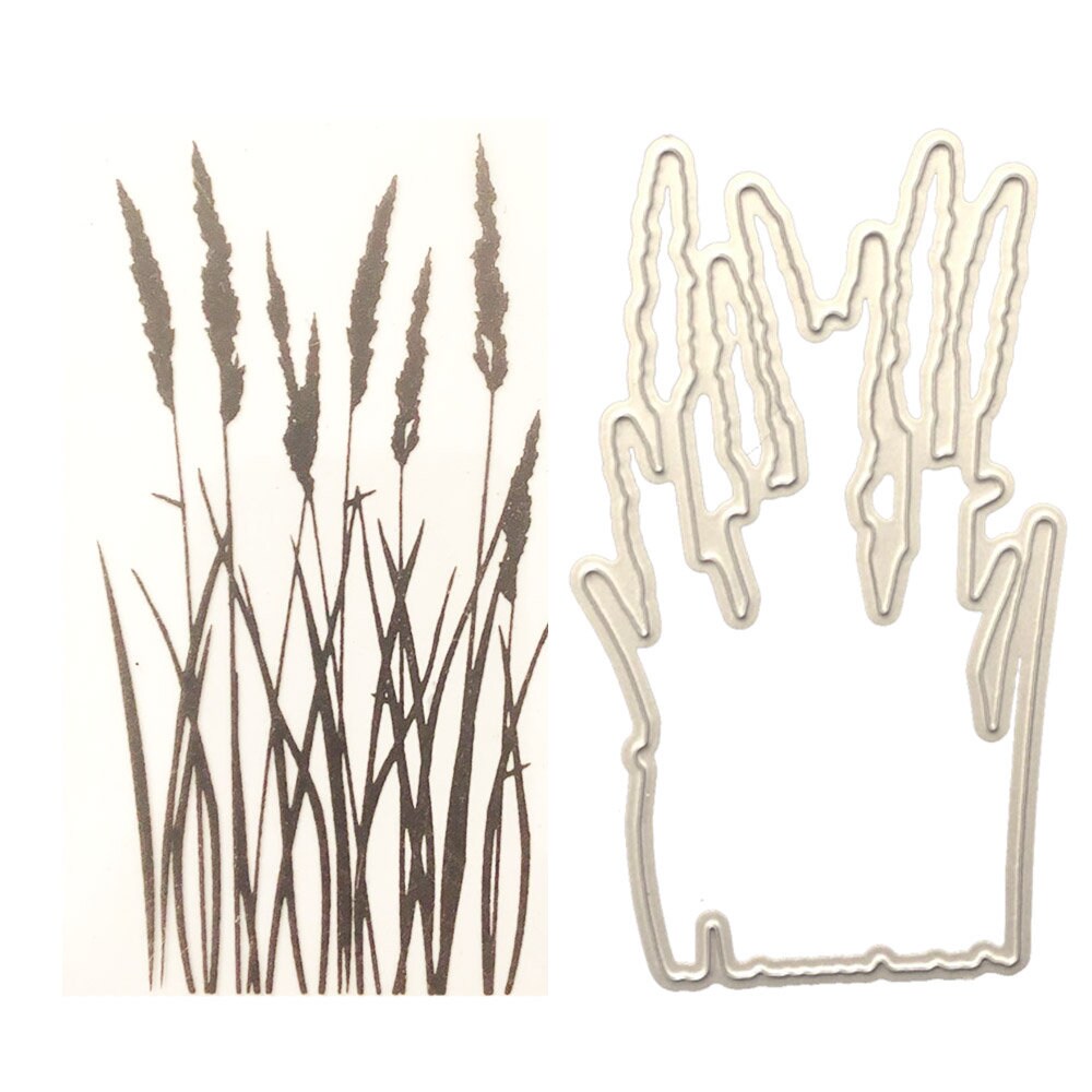 Flower Grass Clear Stamp and Die Set, Card Making (7x9cm)