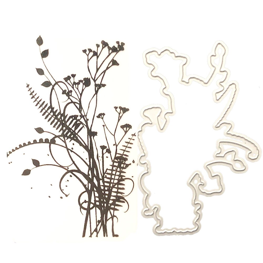 Flower Grass Clear Stamp and Die Set, Card Making (7x9cm)