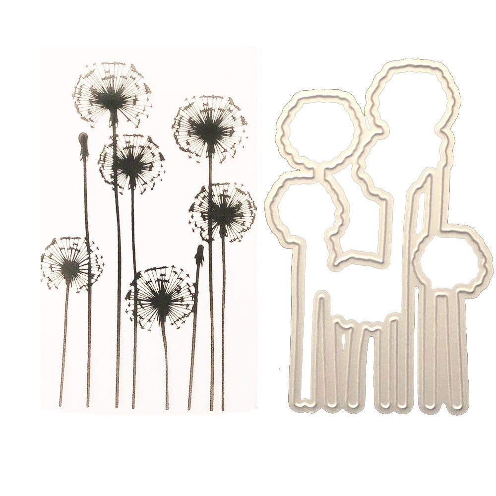 Flower Grass Clear Stamp and Die Set, Card Making (7x9cm)