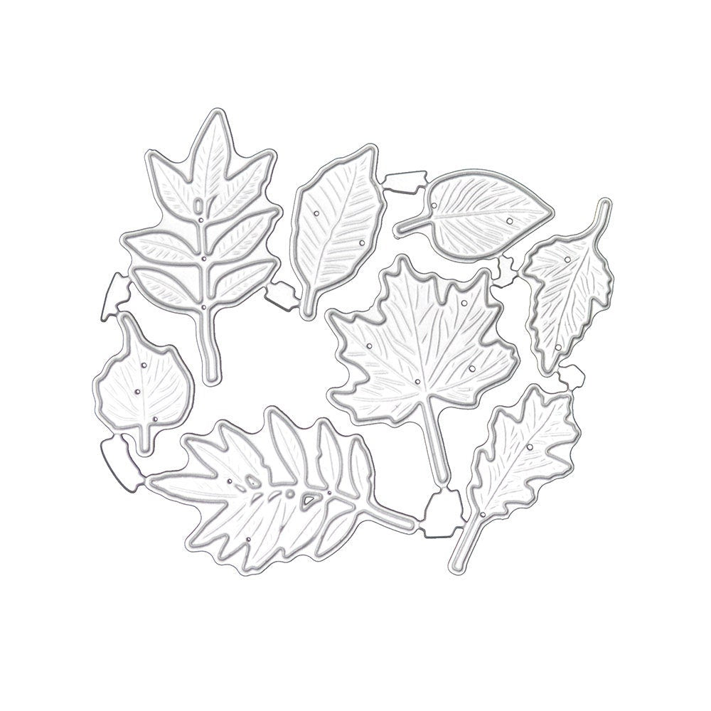 Leaf Metal Cutting Dies, 8 Piece Botanical Stencil Set for Cards
