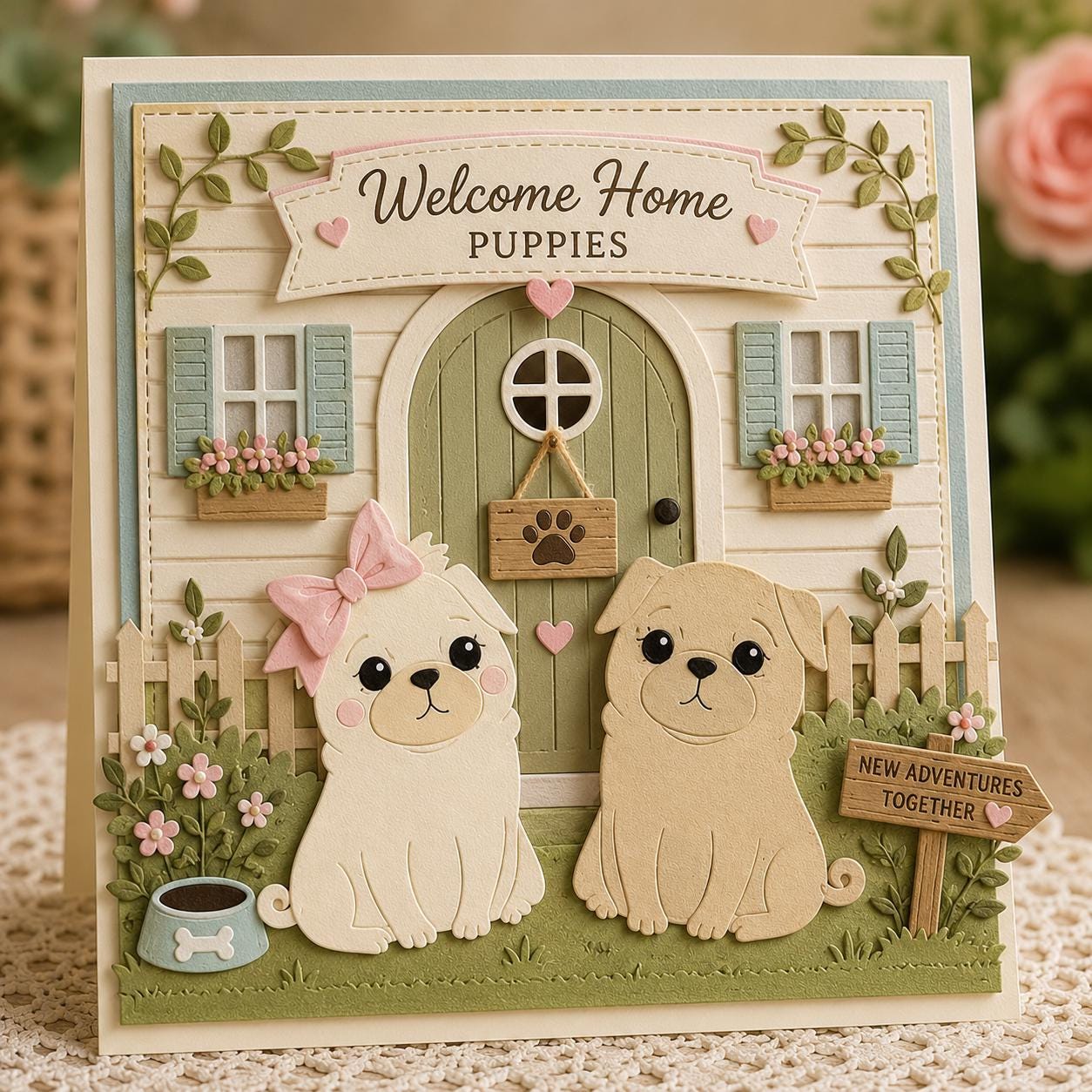 2 Dog Metal Cutting Dies, Pet Stencils for Scrapbook Cards