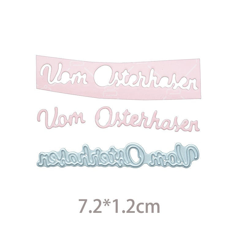German Sentiment Metal Cutting Dies, Word Stencils for Scrapbook Cards