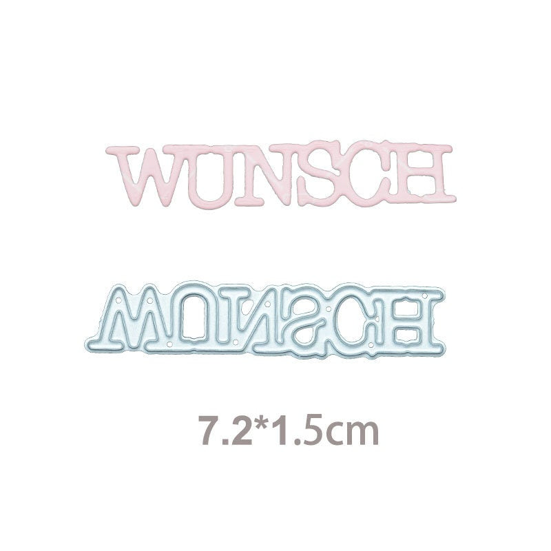 German Sentiment Metal Cutting Dies, Word Stencils for Scrapbook Cards