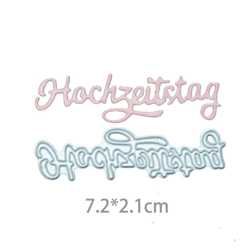 German Sentiment Metal Cutting Dies, Word Stencils for Scrapbook Cards