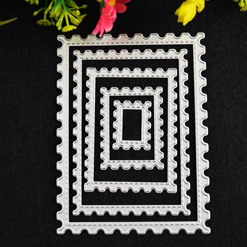 5 Postage Stamp Frame Metal Cutting Dies for Cards