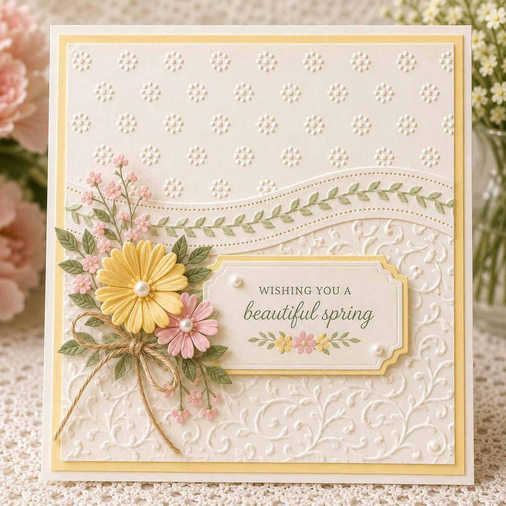 Daisy Dot Embossing Folder, 15 x 15 cm Floral Pattern