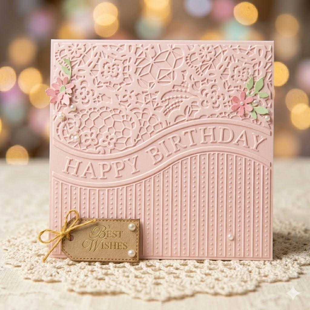Happy Birthday Embossing Folder, Card Making, Scrapbooking (15x15cm)