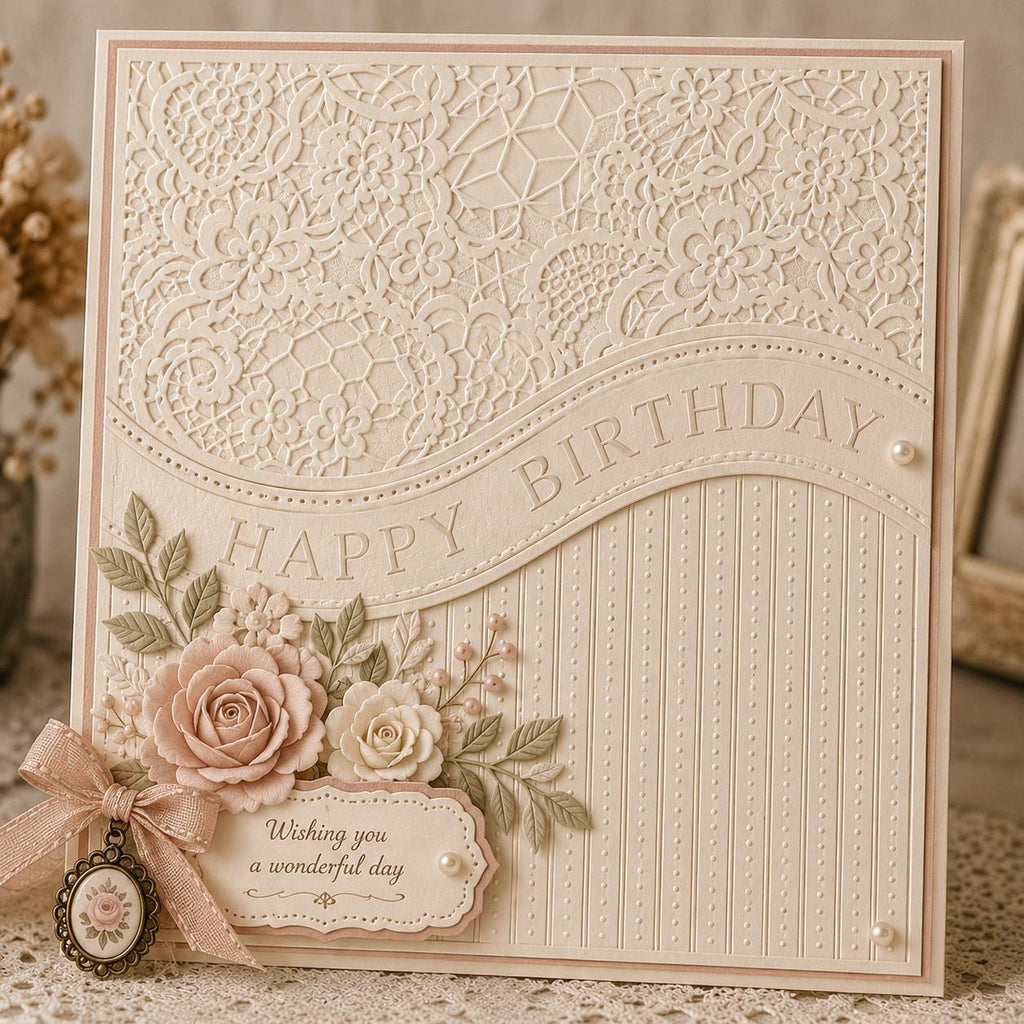 Happy Birthday Embossing Folder, Card Making, Scrapbooking (15x15cm)