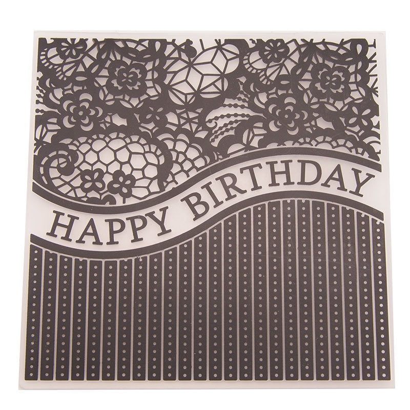 Happy Birthday Embossing Folder, Card Making, Scrapbooking (15x15cm)