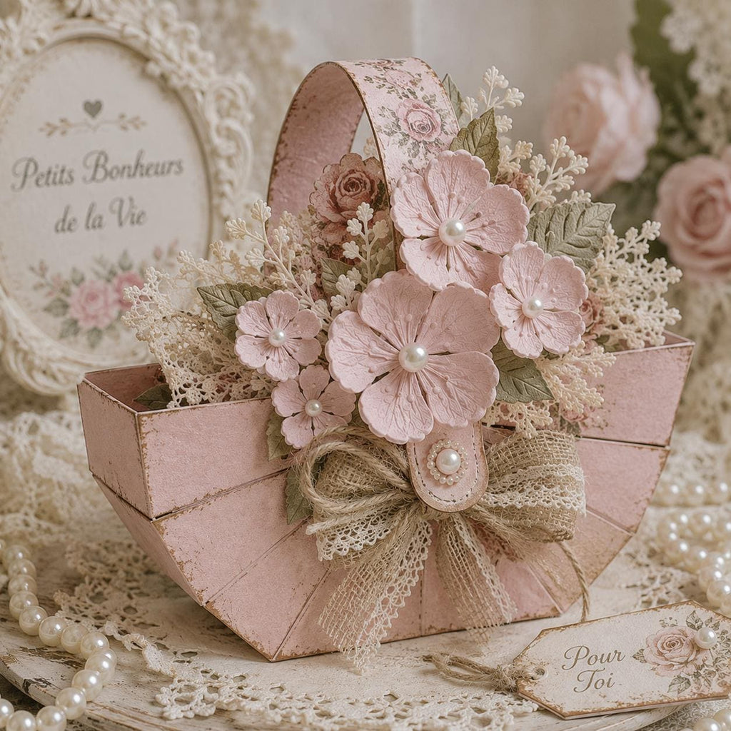 Flower Basket Metal Cutting Die for Cards and Crafts