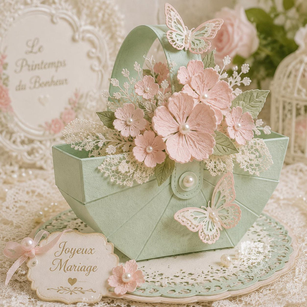 Flower Basket Metal Cutting Die for Cards and Crafts