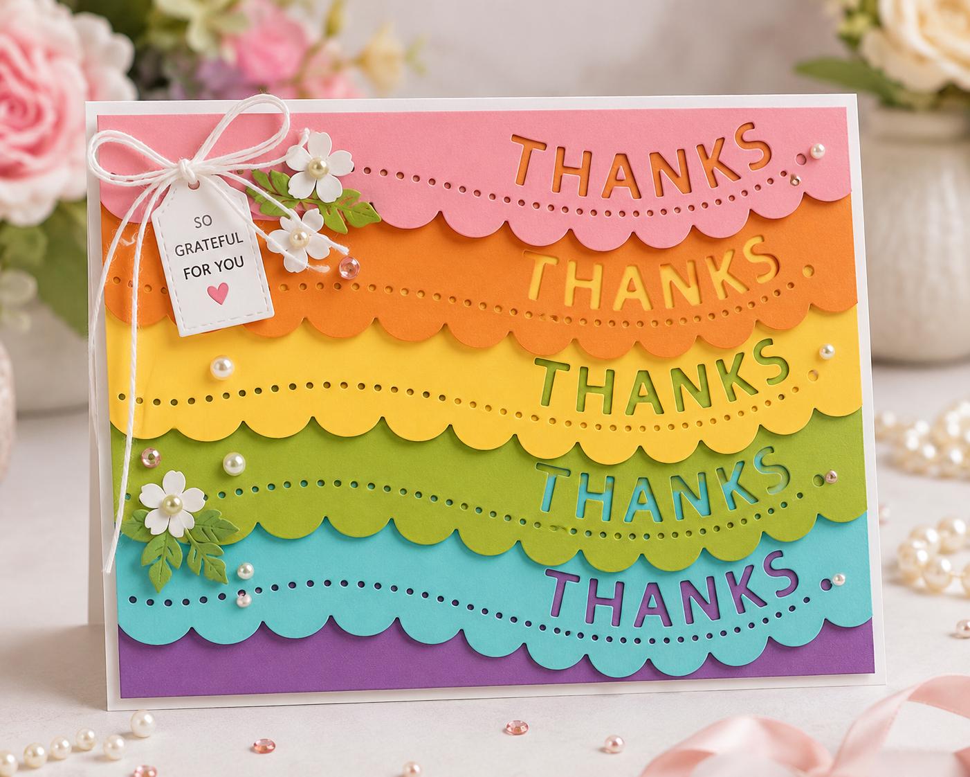 Thanks Wave Edge Border Die Cut, Scrapbooking Card Stencil