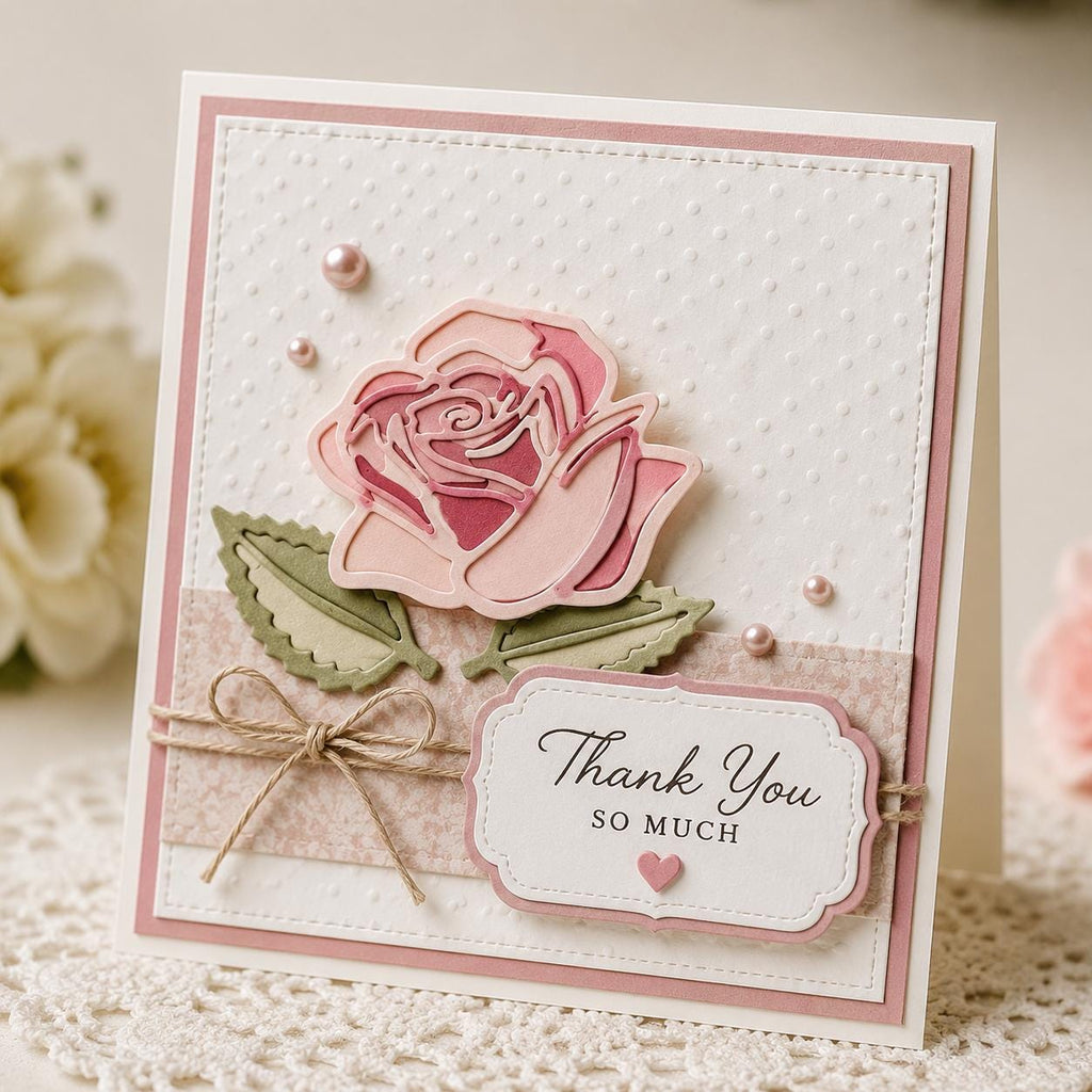 Rose & Leaves Metal Cutting Dies, Card Making Stencils