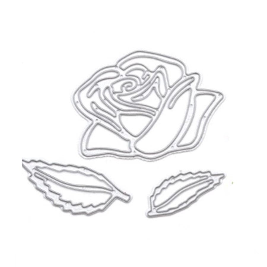 Rose & Leaves Metal Cutting Dies, Card Making Stencils