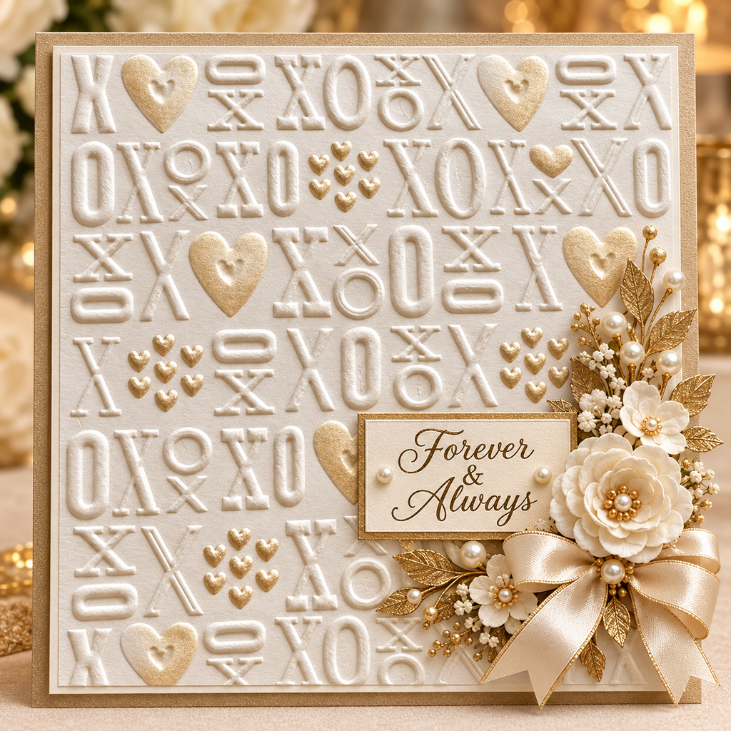 XOXO Hearts Embossing Folder for Valentine Wedding and Love Card Making
