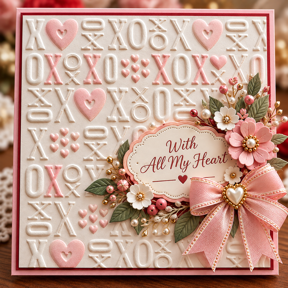 XOXO Hearts Embossing Folder for Valentine Wedding and Love Card Making
