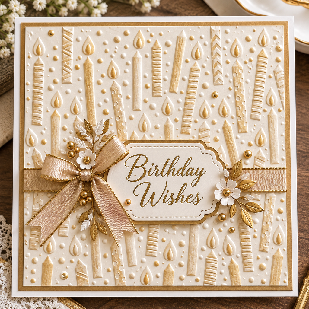 Birthday Candle Embossing Folder for Card Making and Party Scrapbooking