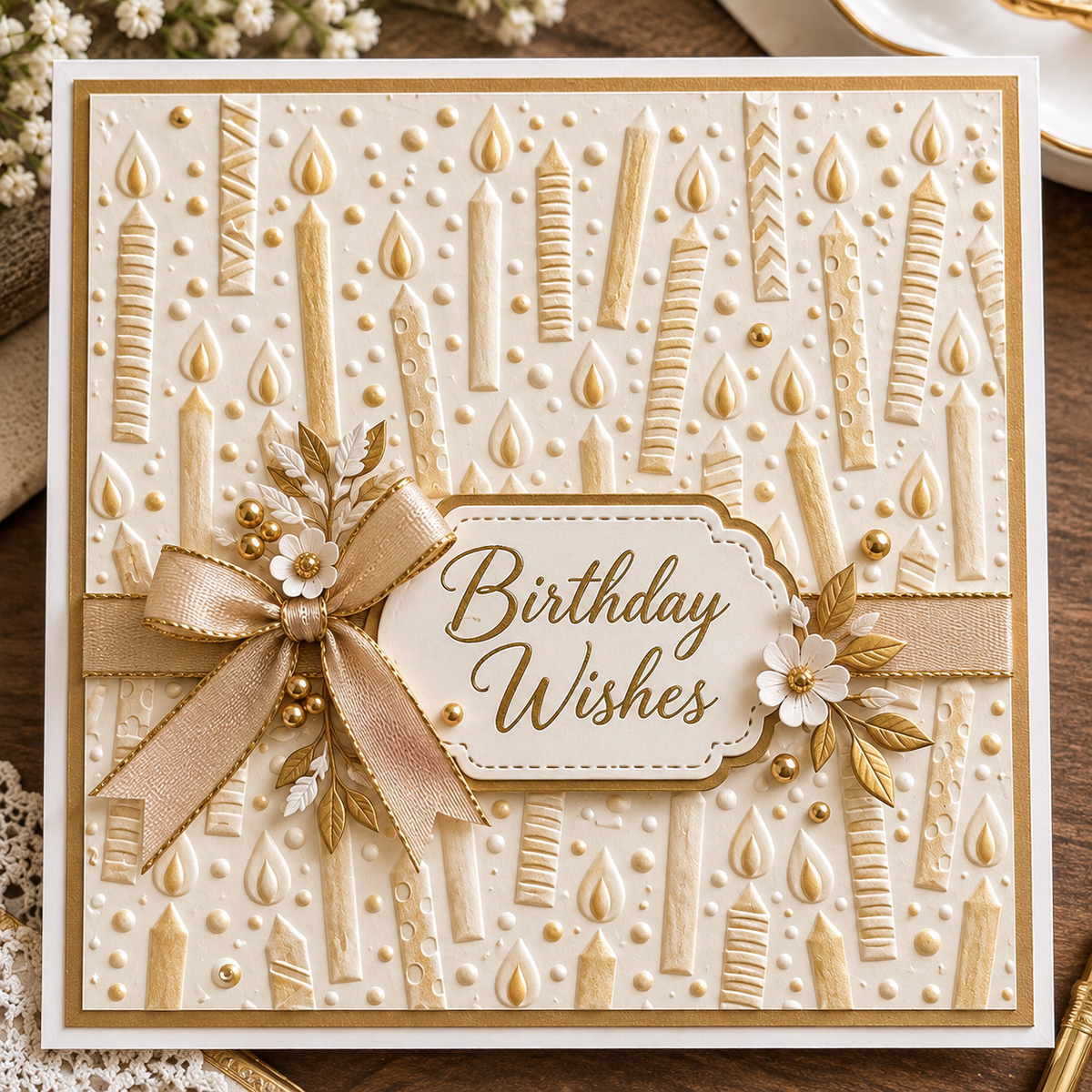 Birthday Candle Embossing Folder for Card Making and Party Scrapbooking