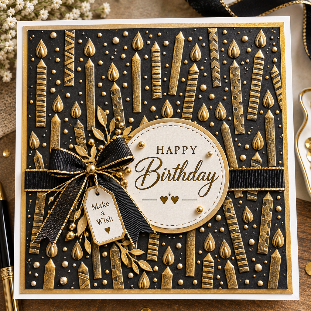 Birthday Candle Embossing Folder for Card Making and Party Scrapbooking