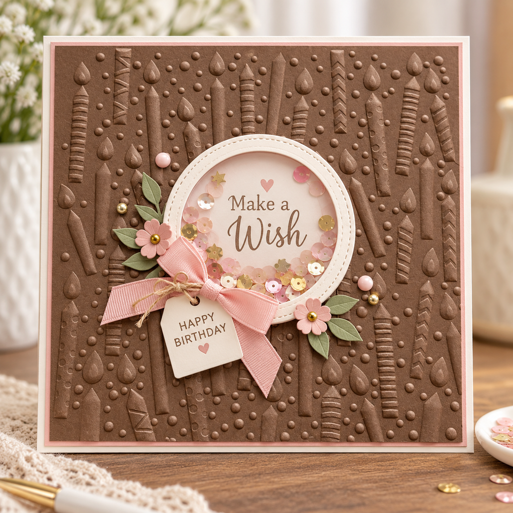 Birthday Candle Embossing Folder for Card Making and Party Scrapbooking